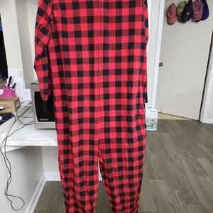 Red and Black Plaid Men's Onesie